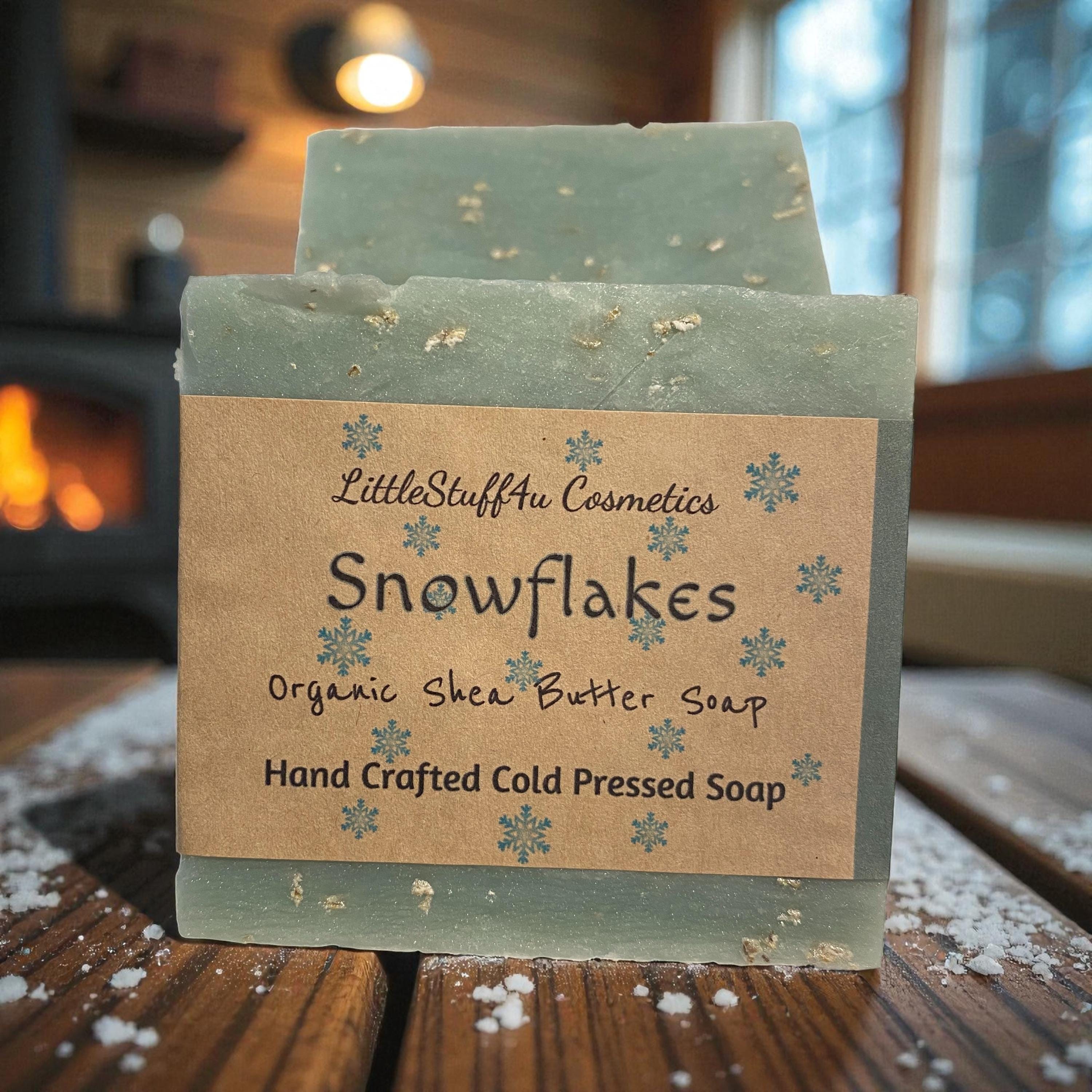 SNOWFLAKES Natural Shea Butter Soap Bar OR Bath Bomb | Lavender & Mint
