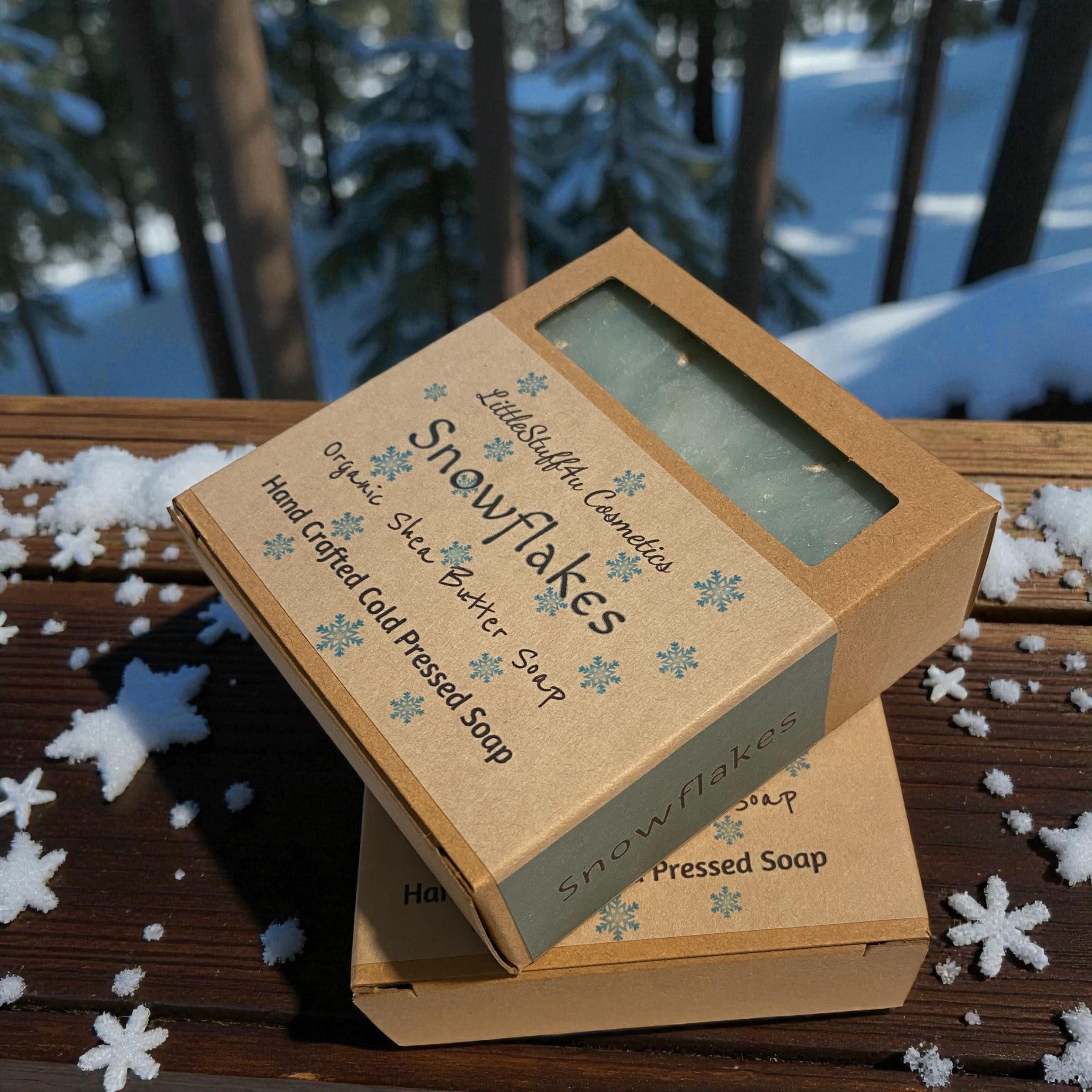 SNOWFLAKES Natural Shea Butter Soap Bar OR Bath Bomb | Lavender & Mint