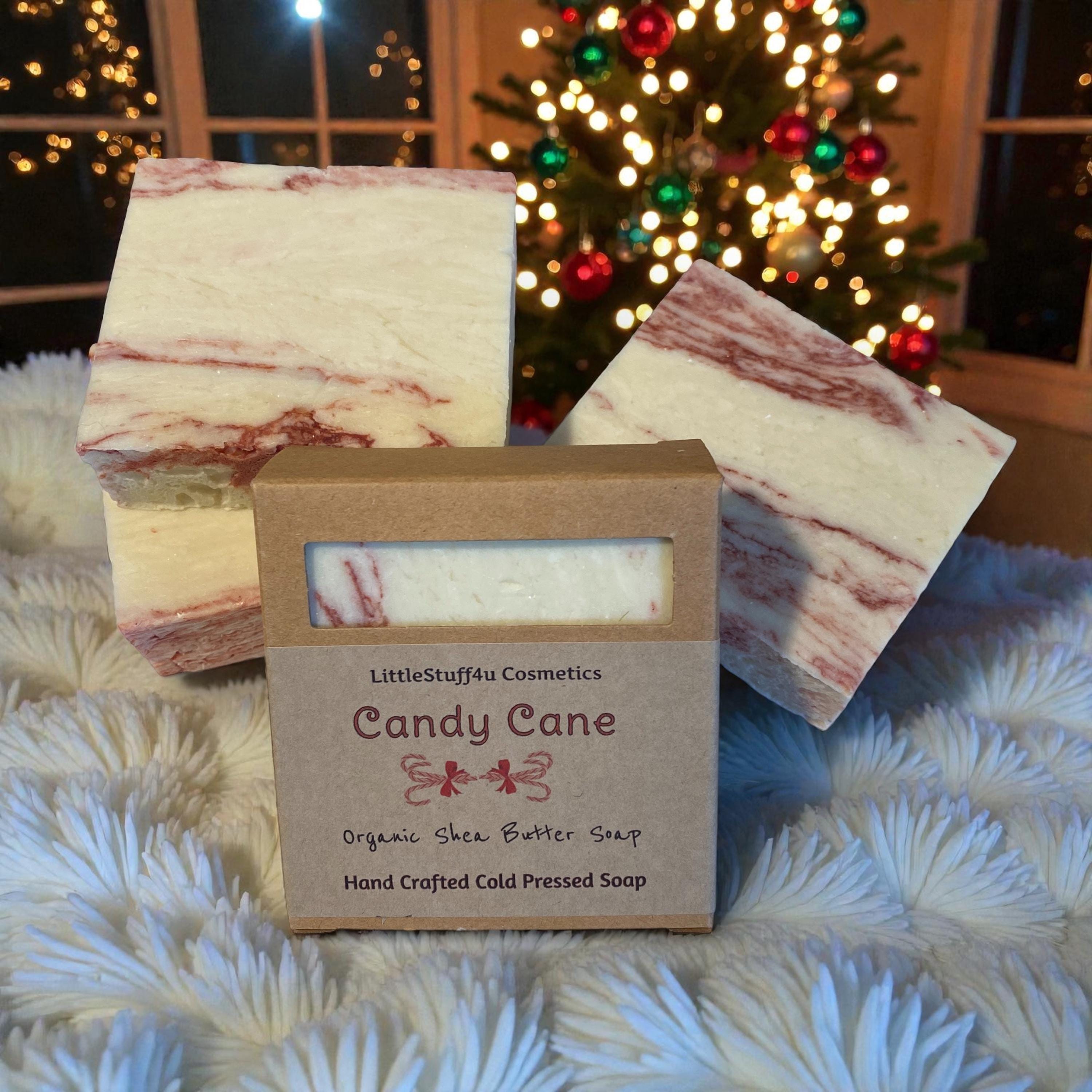 CANDY CANE Natural Shea Butter Soap Bar | Sweet Peppermint Soap