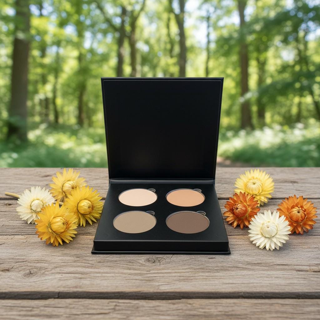 TENDER FAWN Mineral Eye Shadow Quad Palette | Eco Friendly Paperboard Case