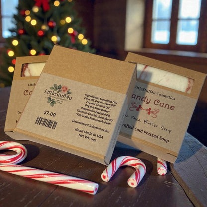CANDY CANE Natural Shea Butter Soap Bar | Sweet Peppermint Soap