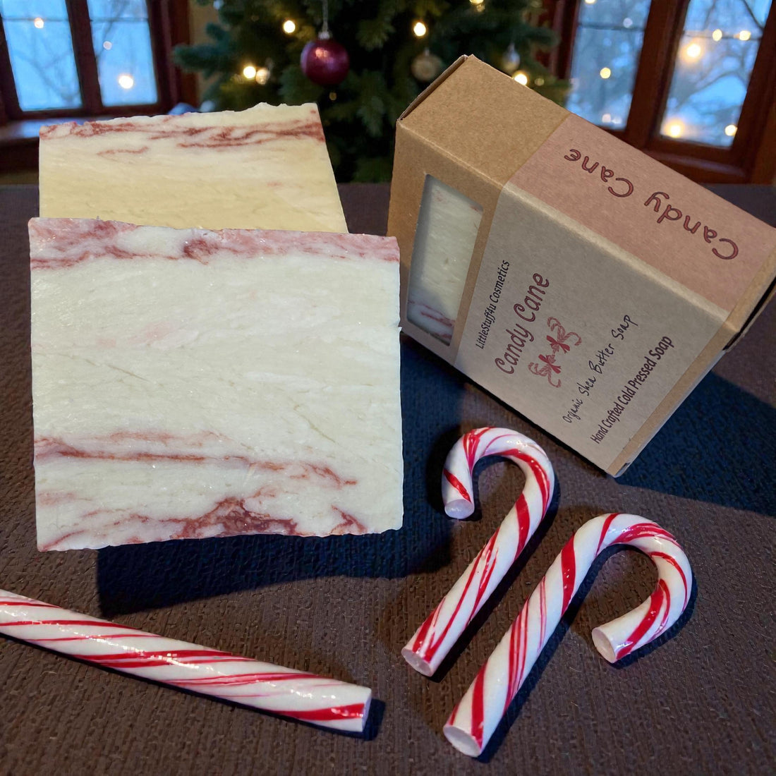 CANDY CANE Natural Shea Butter Soap Bar | Sweet Peppermint Soap