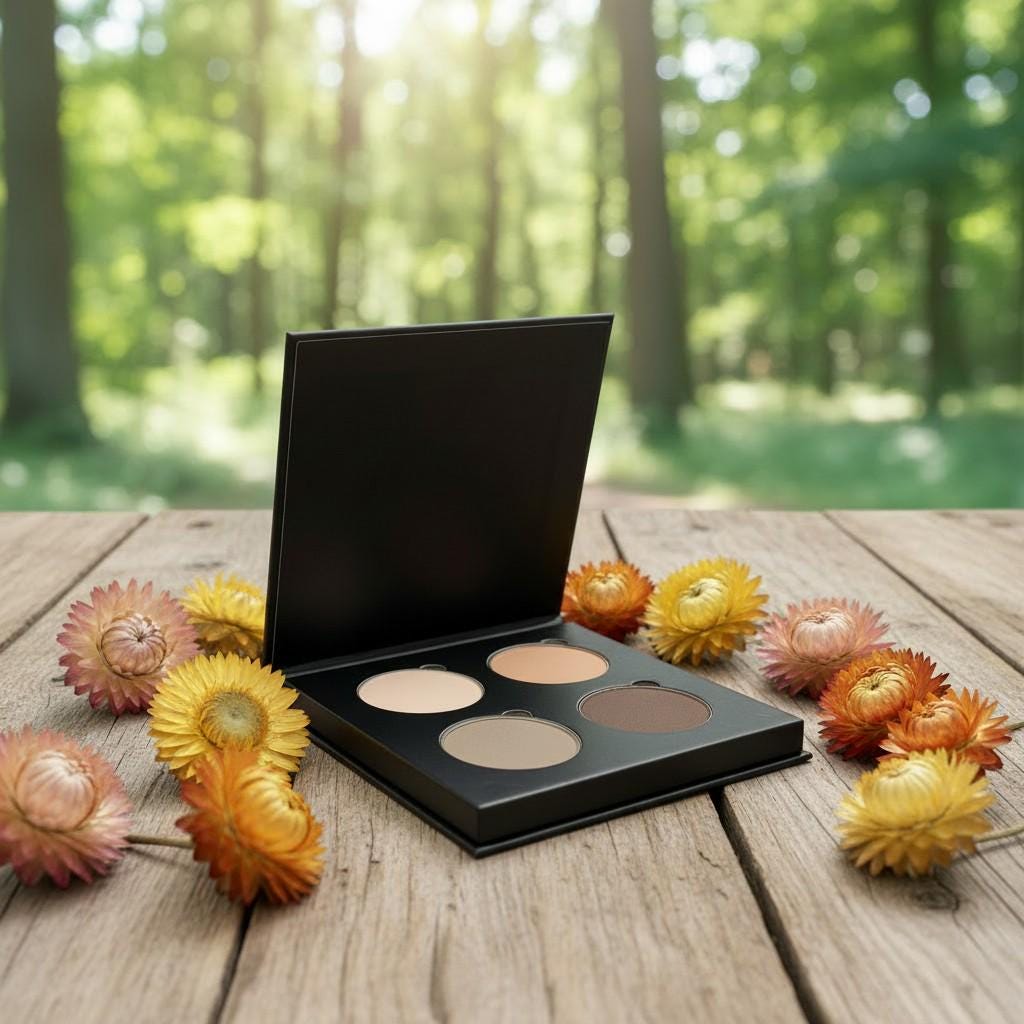 TENDER FAWN Mineral Eye Shadow Quad Palette | Eco Friendly Paperboard Case