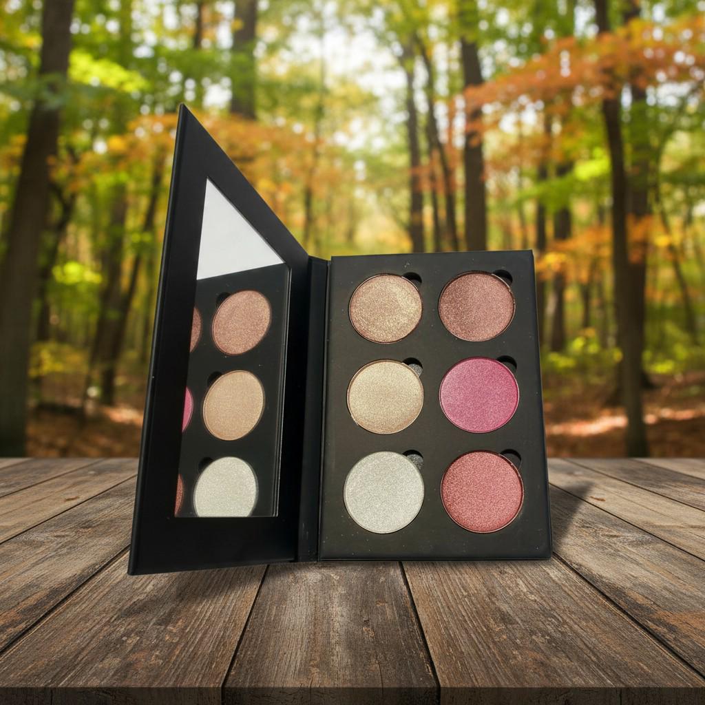 6 Shades Pressed Eye Shadow Black Palette | GILDED PEONY