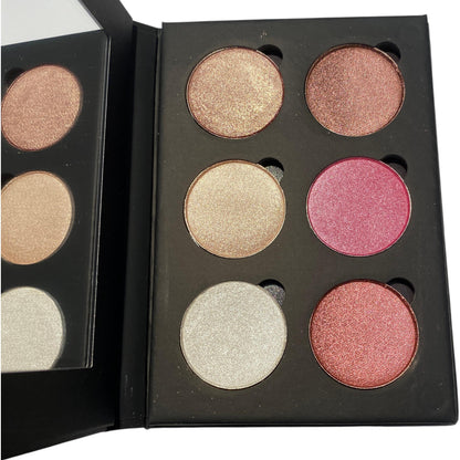 6 Shades Pressed Eye Shadow Black Palette | GILDED PEONY